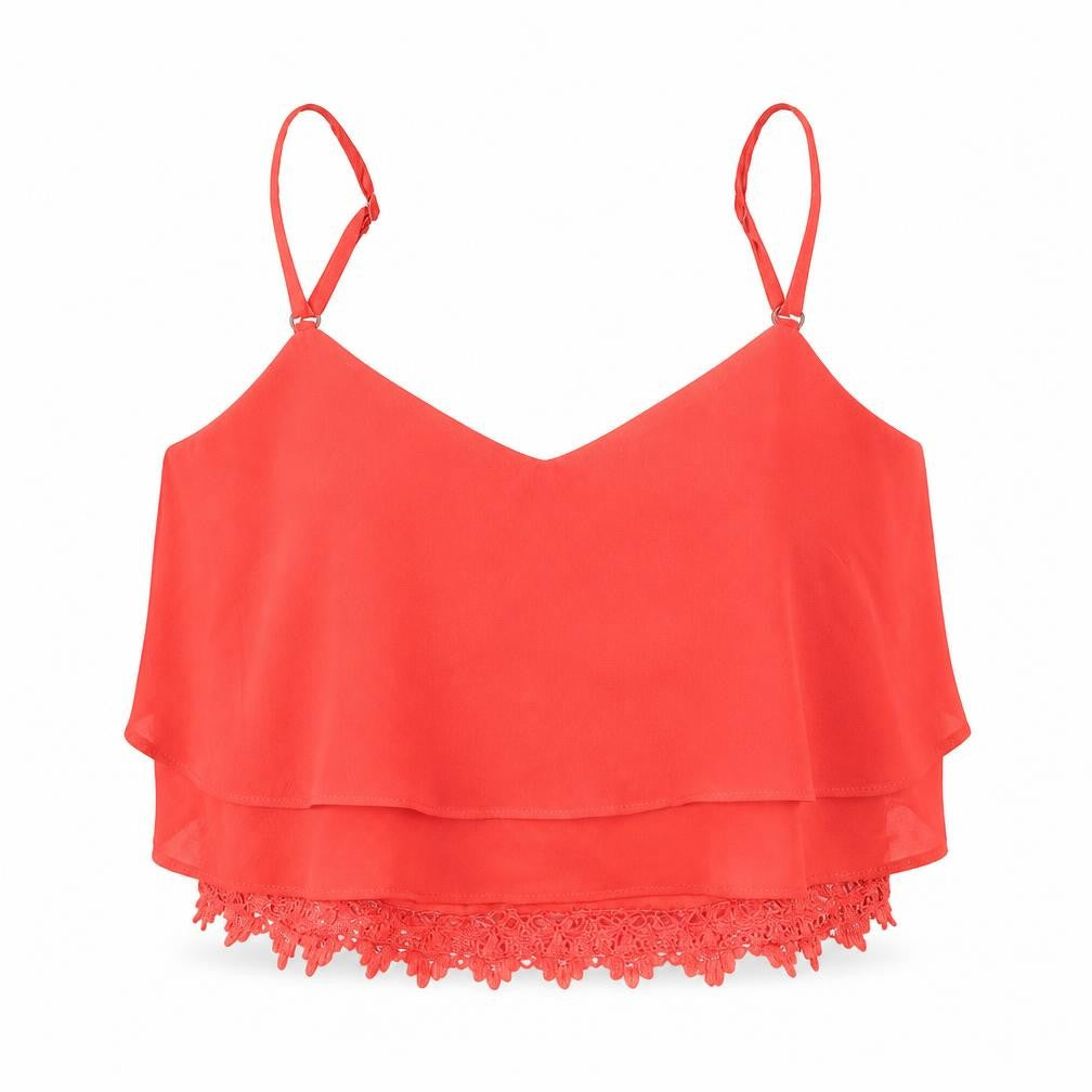 Front view of Glamorous women’s red cropped t-shirt, size S