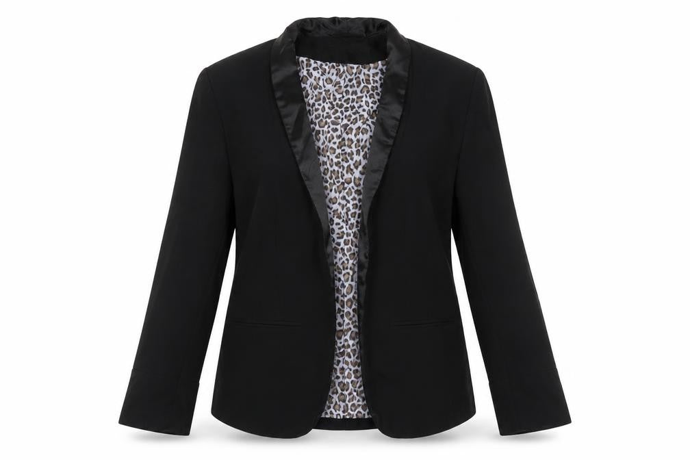Front view of Evie women’s black jacket blazer, size UK 14