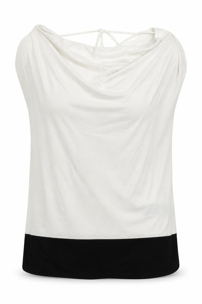 Front view of F&F women’s white basic blouse, size UK 14