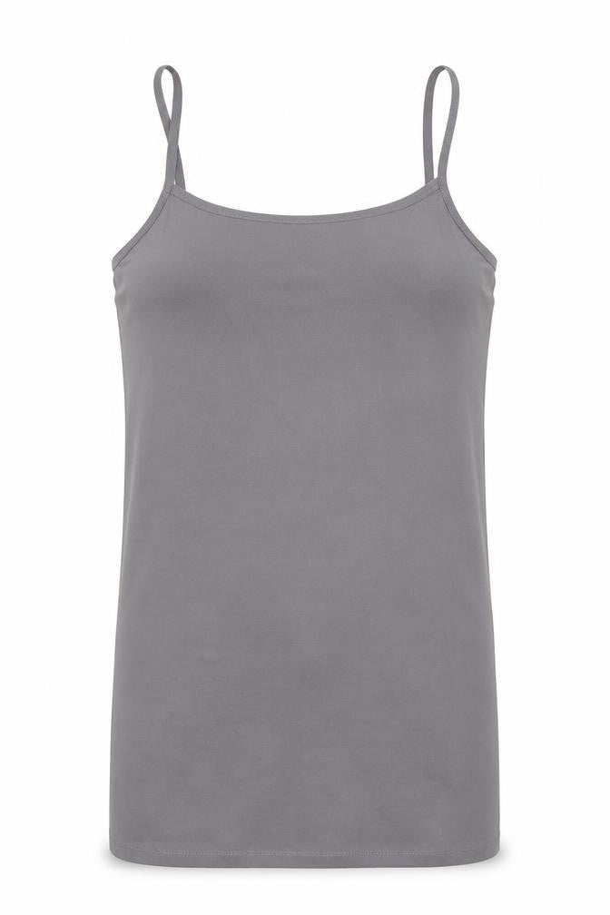 Front view of Topshop women’s grey camisole tank, size UK 8