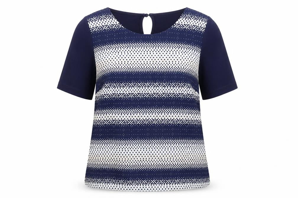 Front view of Autograph women’s blue basic blouse, size UK 8