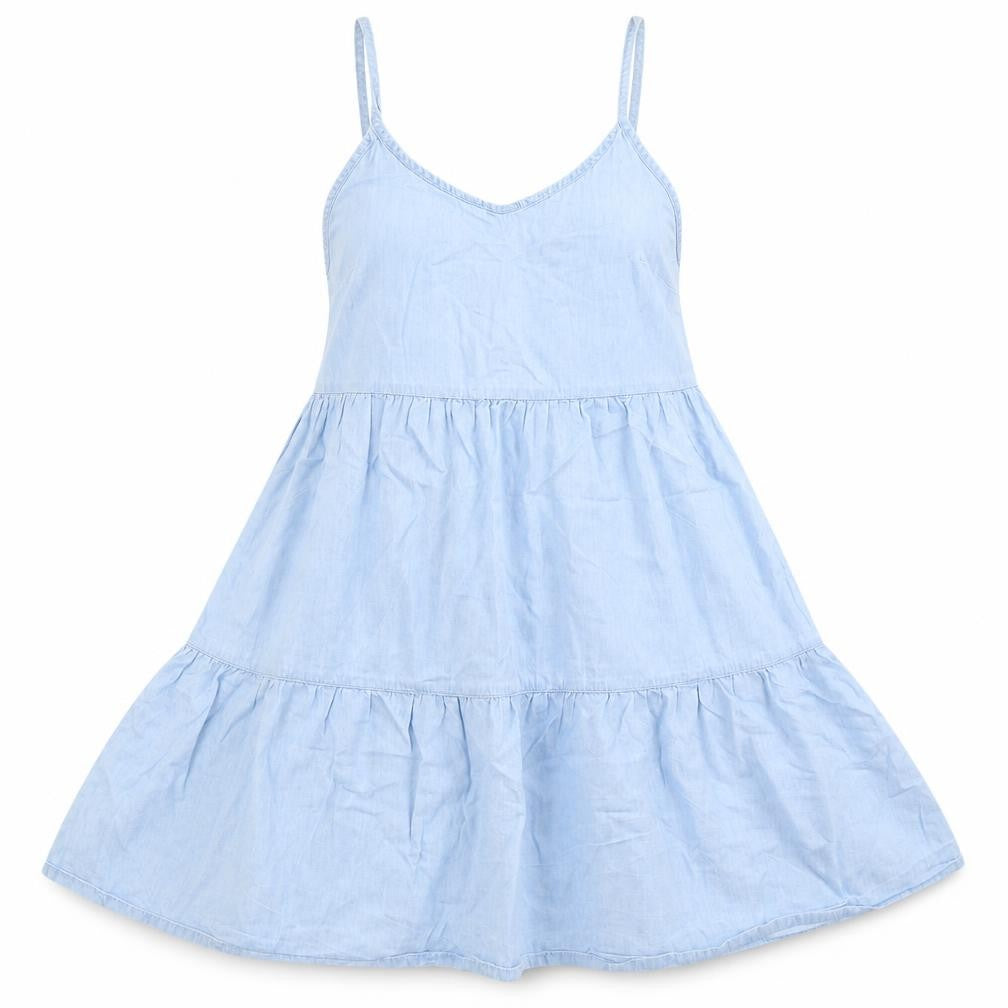 Front view of Denim Co women’s blue a-line, size UK 4