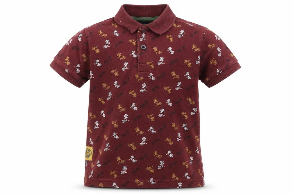 Front view of Tu boys’ brown basic polo, size 5, years - bicycles