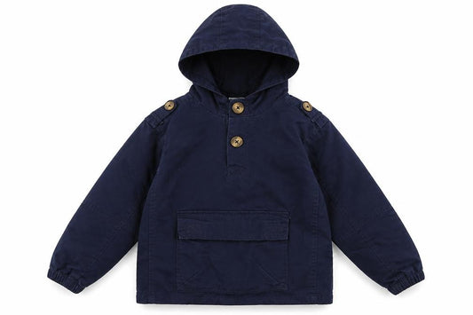 Front view of M&Co boys’ blue jacket, size 4-5, years