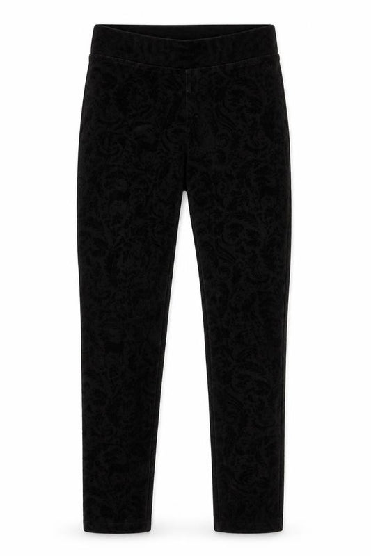 Front view of H&M girls’ black paisley capri trousers, size 14, years