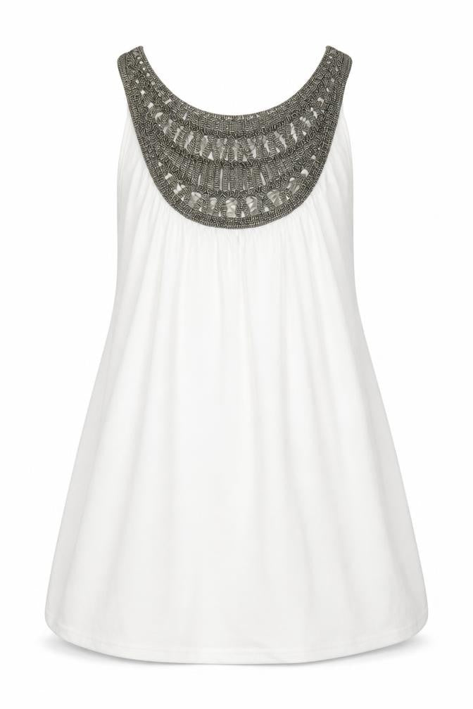 Front view of Topshop women’s white basic tank, size UK 8