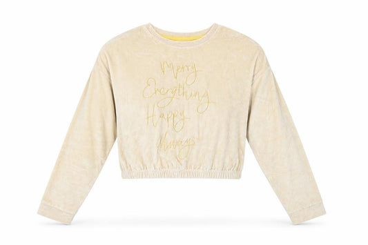 Front view of George girls’ beige top pyjama top, size 13-14, years - christmas