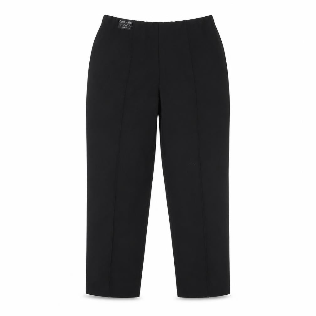 Front view of Sarah Hamilton women’s black trousers, size UK 14, 23-inch leg