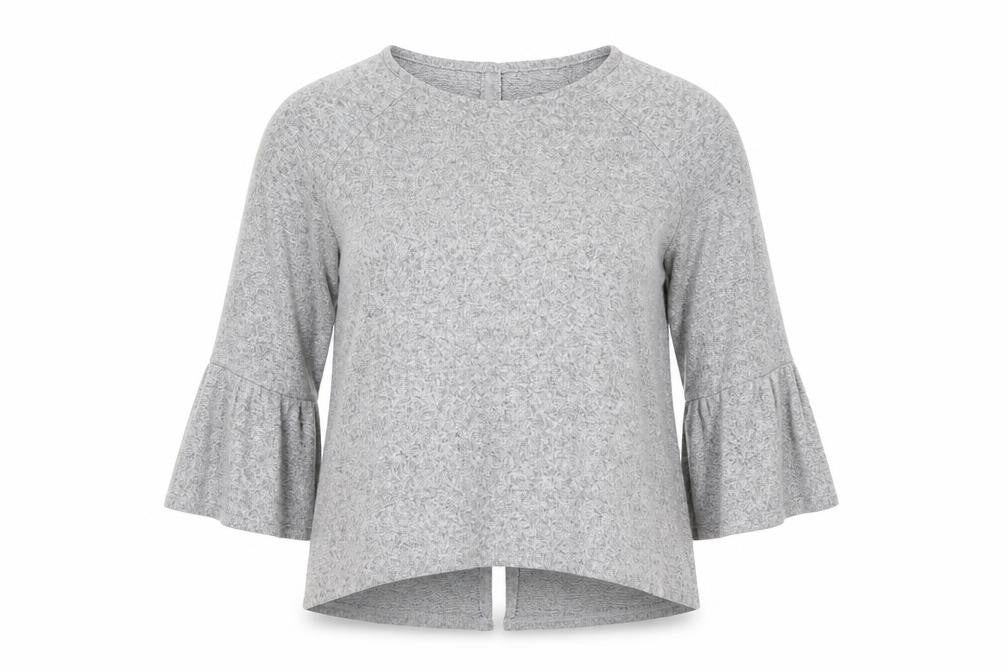 Front view of COIN 1804 women’s grey basic blouse, size L
