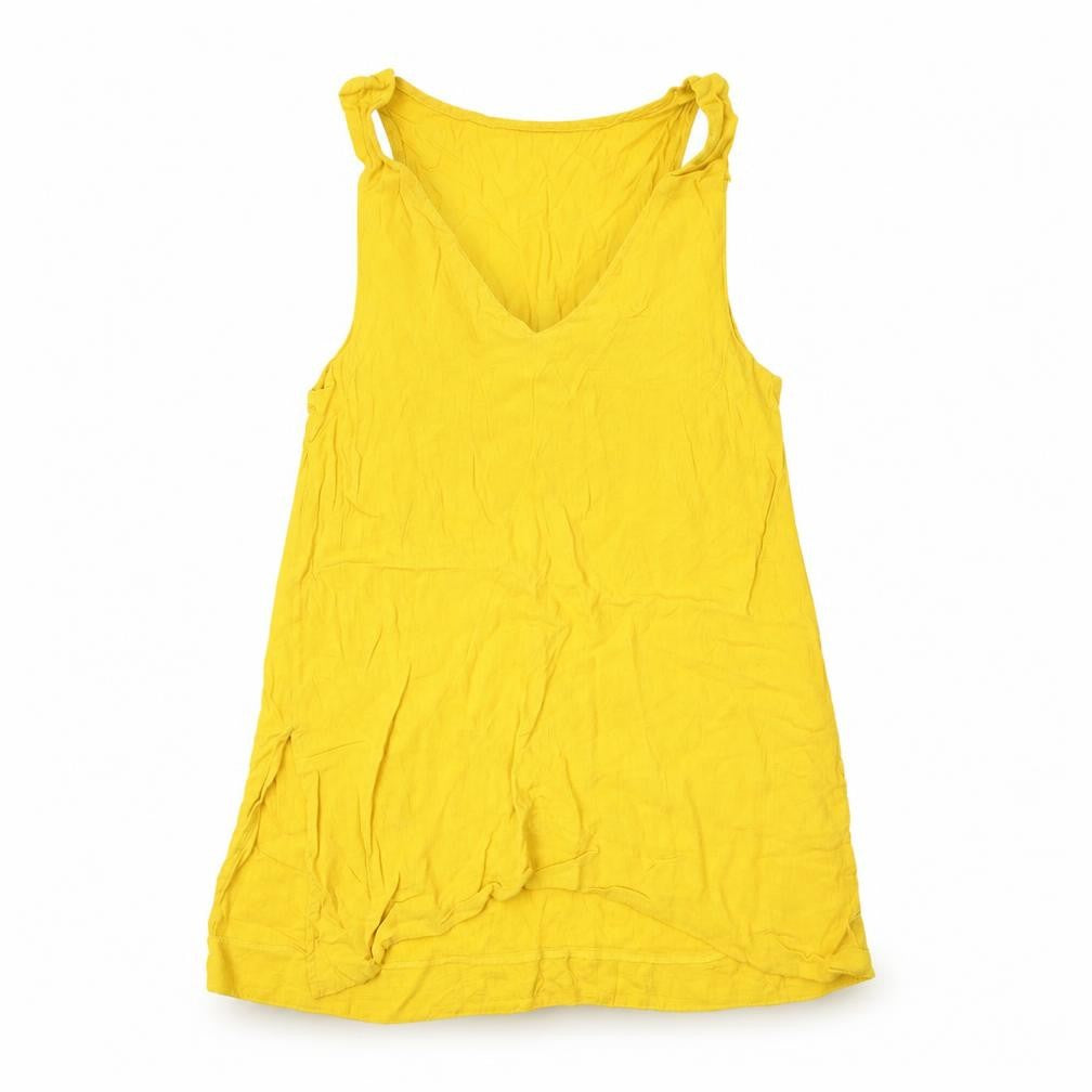 Front view of Topshop women’s yellow camisole tank, size UK 6