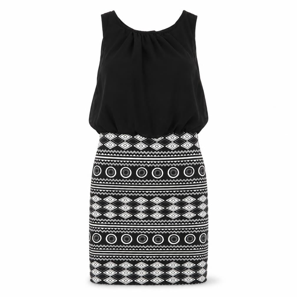 Front view of KIAH women’s black geometric mini, size UK 8