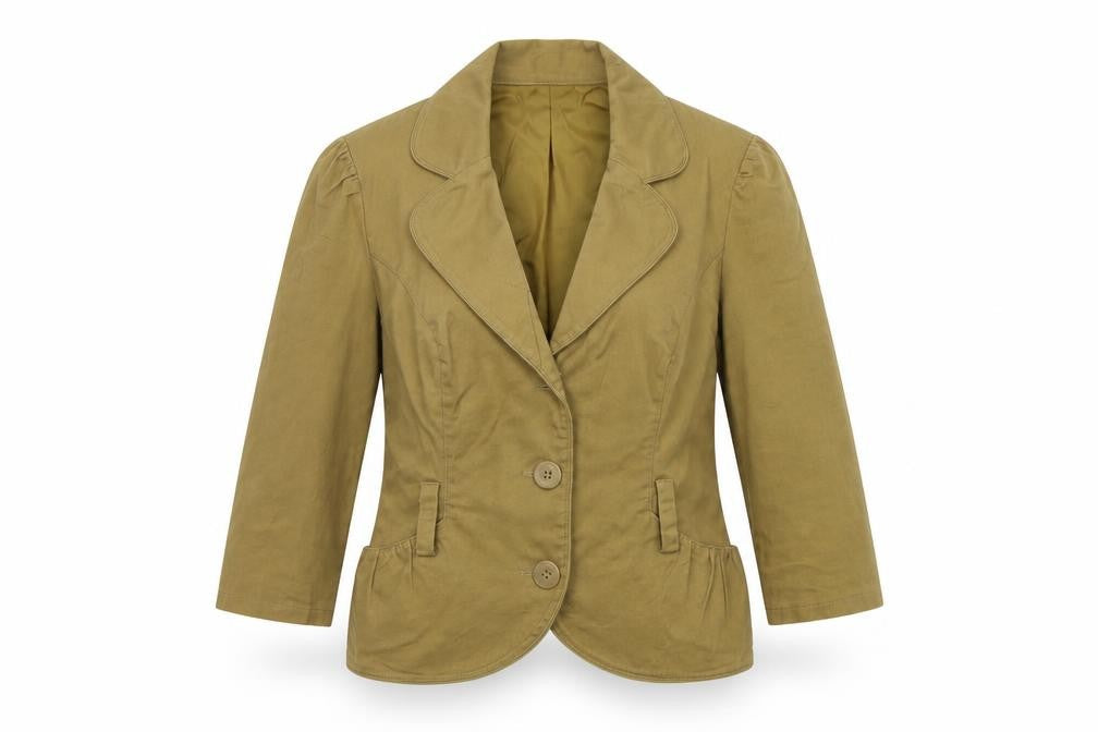Front view of Speechless women’s beige jacket blazer, size S