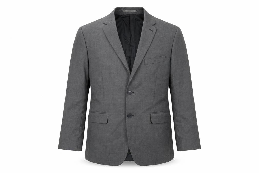 Front view of Scott & Taylor men’s grey jacket suit jacket, size S