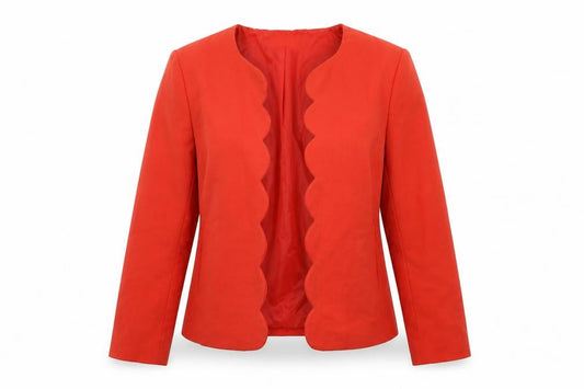 Front view of Dorothy Perkins women’s red jacket blazer, size UK 12