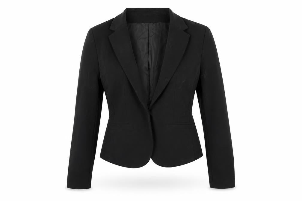 Front view of La Redoute women’s black jacket suit jacket, size UK 10