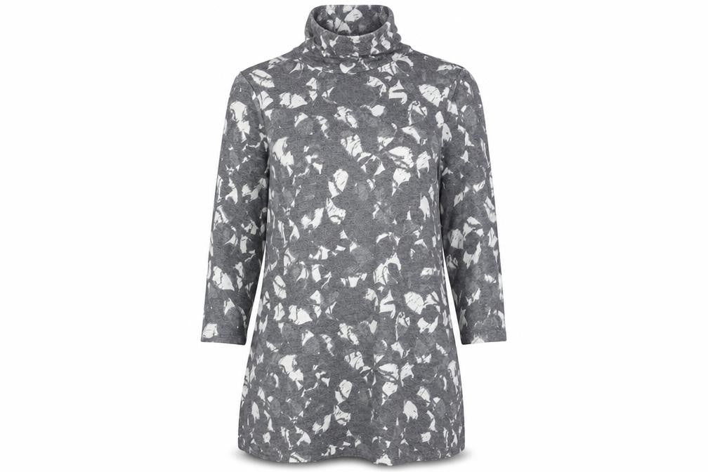 Front view of Marks & Spencer women’s grey animal print jumper, size UK 16