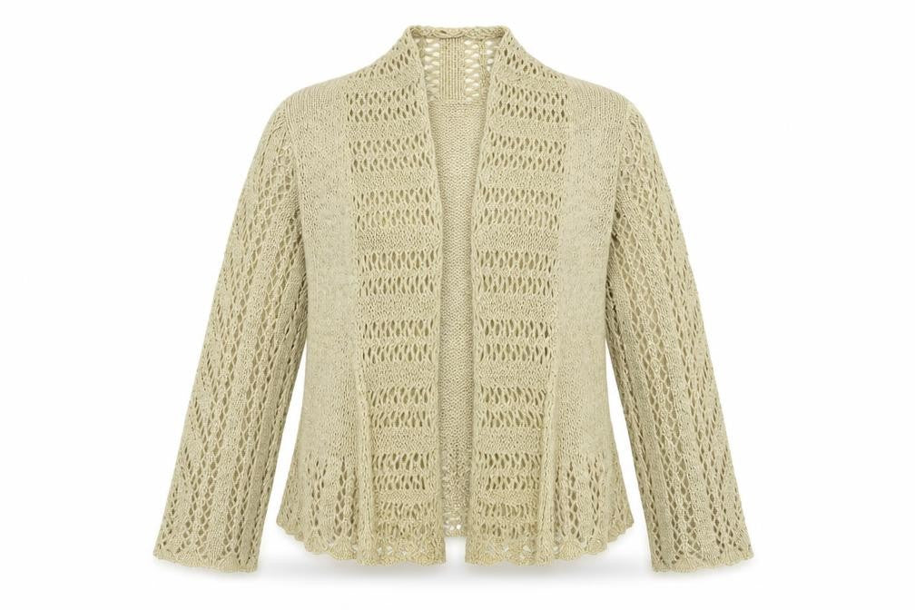 Front view of Papaya women’s beige cardigan jumper, size UK 14