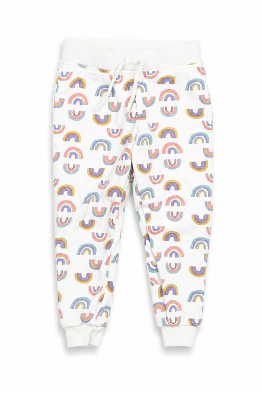 Front view of Primark girls’ white geometric sweatpants, size 2-3, years