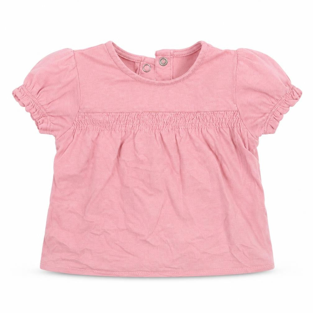 Front view of Tu girls’ pink basic t-shirt, size 3-6, months