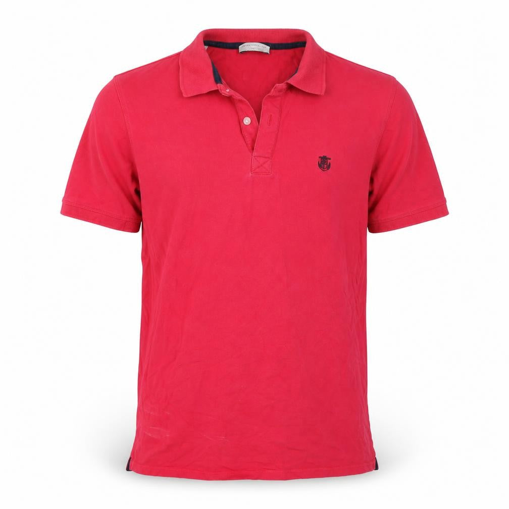 Front view of Selected men’s pink polo, size L