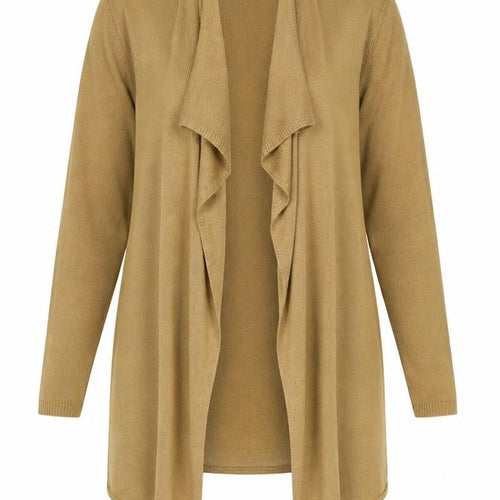 Lyza Fashion Womens Brown   Cardigan Jumper Size M  - Waterfall Cardigan