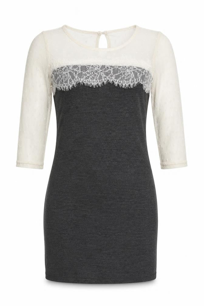 Front view of women’s grey shift, size M