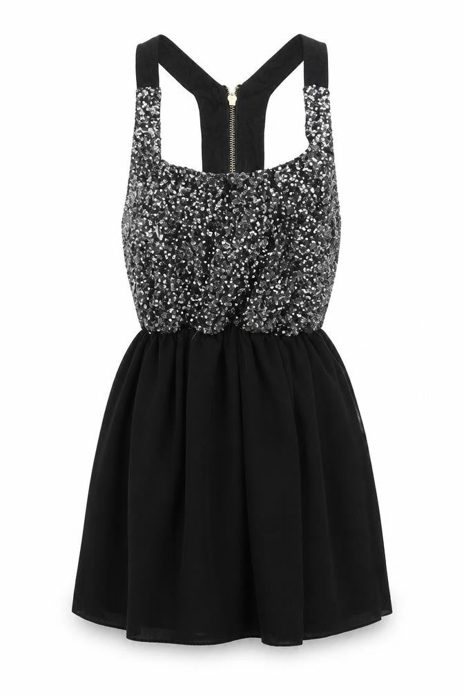 Front view of Oh My Love women’s black a-line, size S