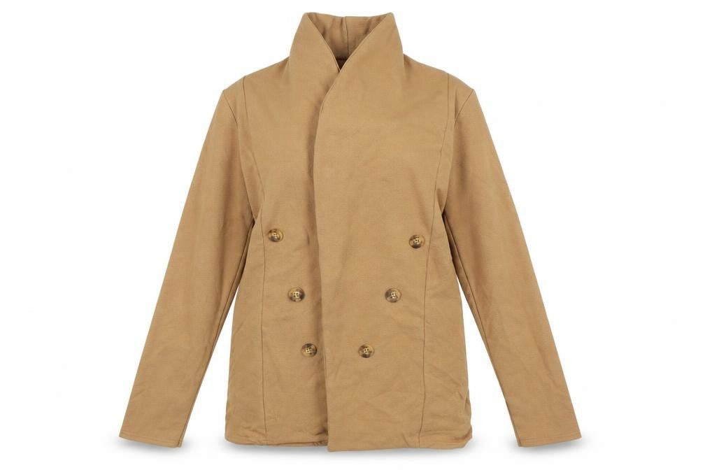 Front view of PRETTYLITTLETHING women’s brown jacket, size UK 8