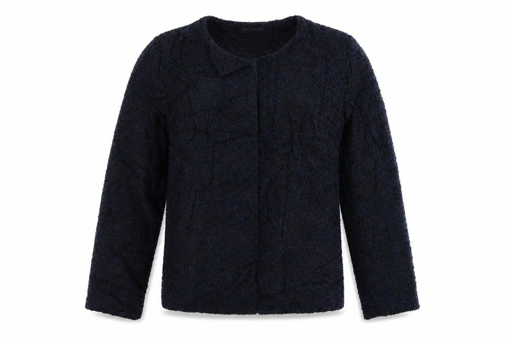 Front view of Papaya women’s blue jacket, size UK 12