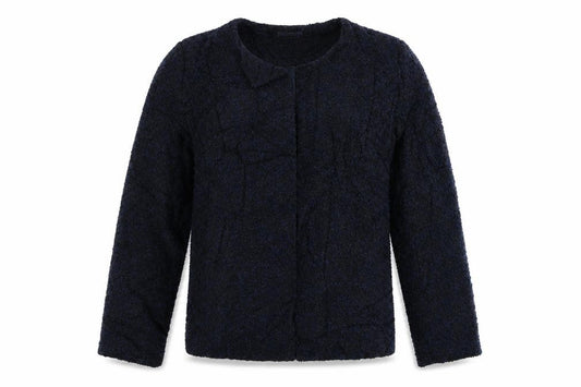 Front view of Papaya women’s blue jacket, size UK 12