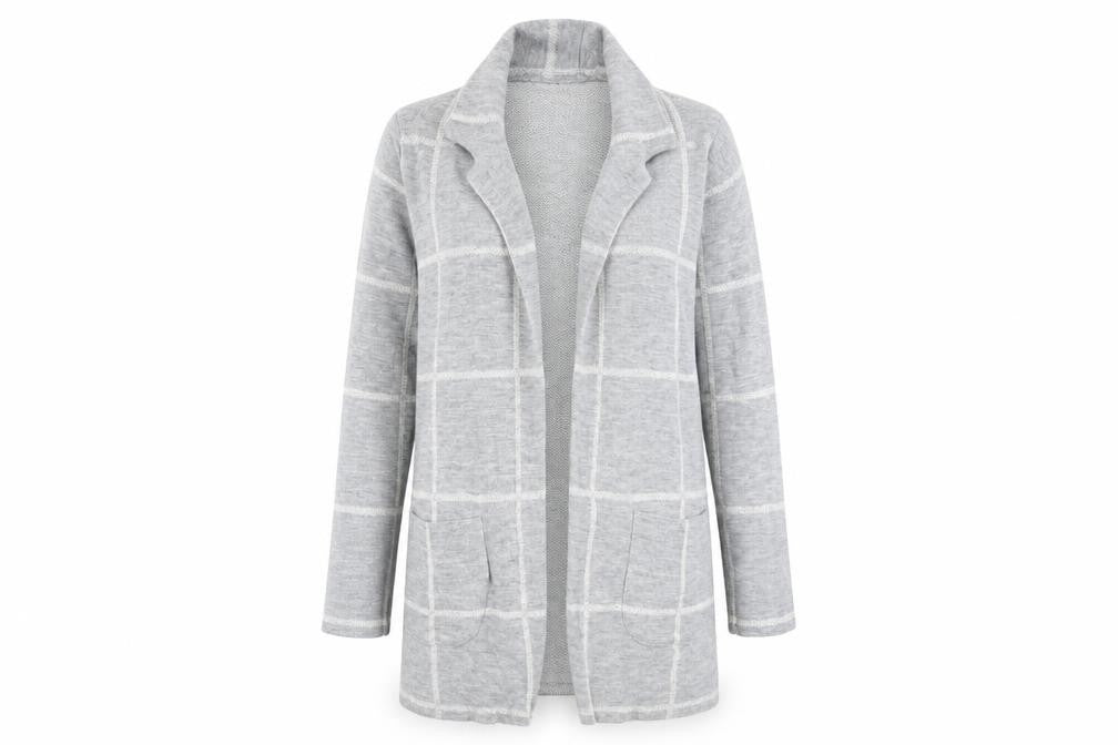 Front view of F&F women’s grey jacket, size UK 8