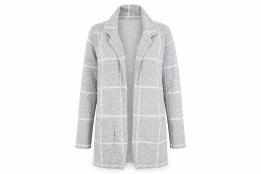 Front view of F&F women’s grey jacket, size UK 8