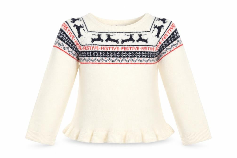 Front view of H&M girls’ beige jumper, size 9-10, years