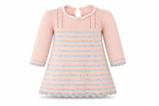 Front view of Fruit de ma passion girls’ pink striped jumper, size 12-18, months