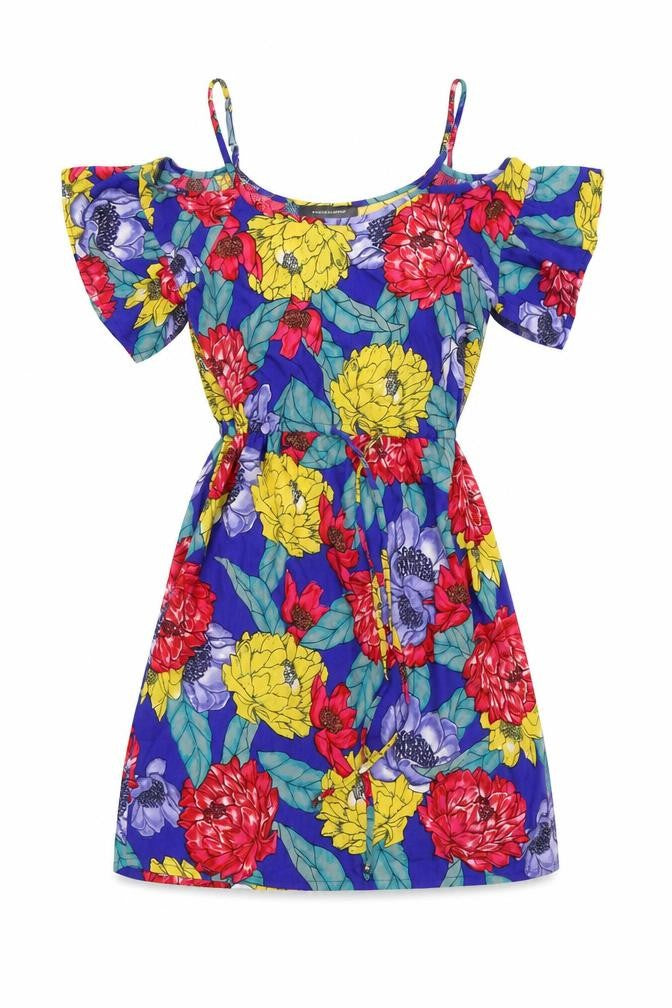 Front view of Atmosphere women’s blue floral shift, size UK 6