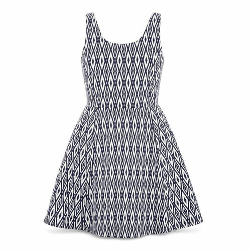 Divided Womens Blue Geometric  Skater Dress  Size 6