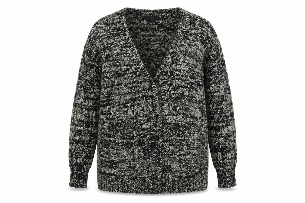 Front view of Atmosphere women’s black cardigan jumper, size UK 10