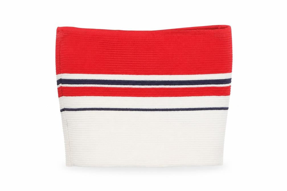 La Hearts Womens Red Striped  Cropped Blouse Size XS