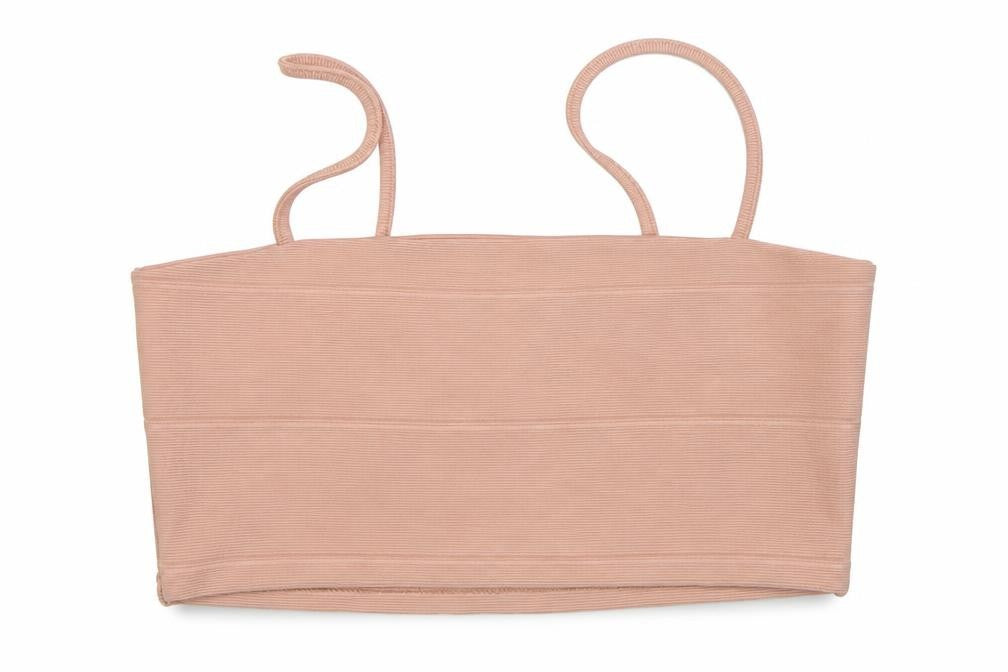 Front view of Missguided women’s pink cropped tank, size UK 4