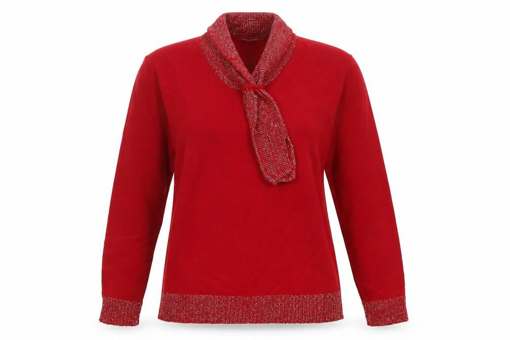 Front view of Select women’s red jumper, size M