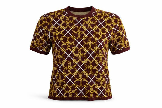 Front view of ASOS women’s brown geometric jumper, size M