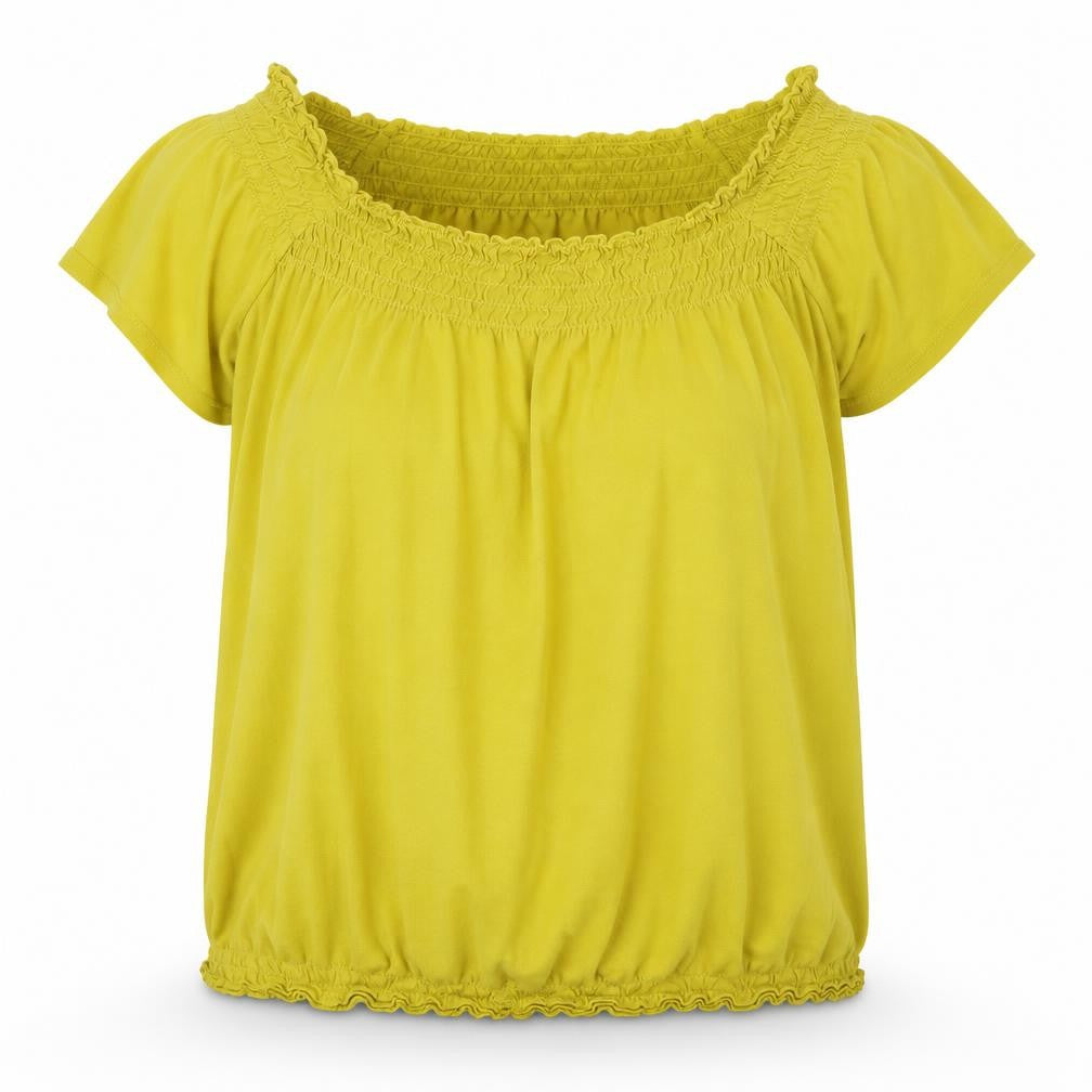 Front view of Papaya women’s yellow basic blouse, size UK 12