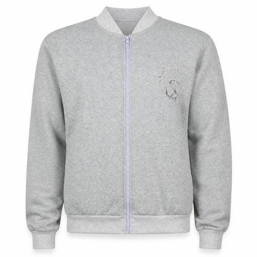 Preworn Mens Grey   Full Zip Sweatshirt Size L  - abstract face