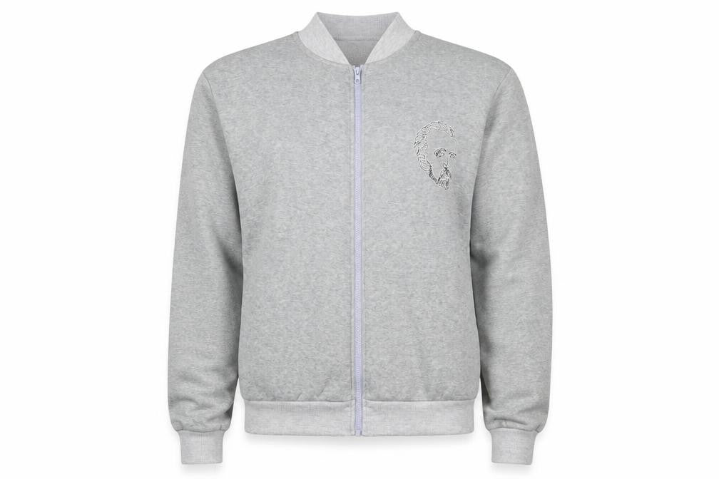Preworn Mens Grey   Full Zip Sweatshirt Size L  - abstract face
