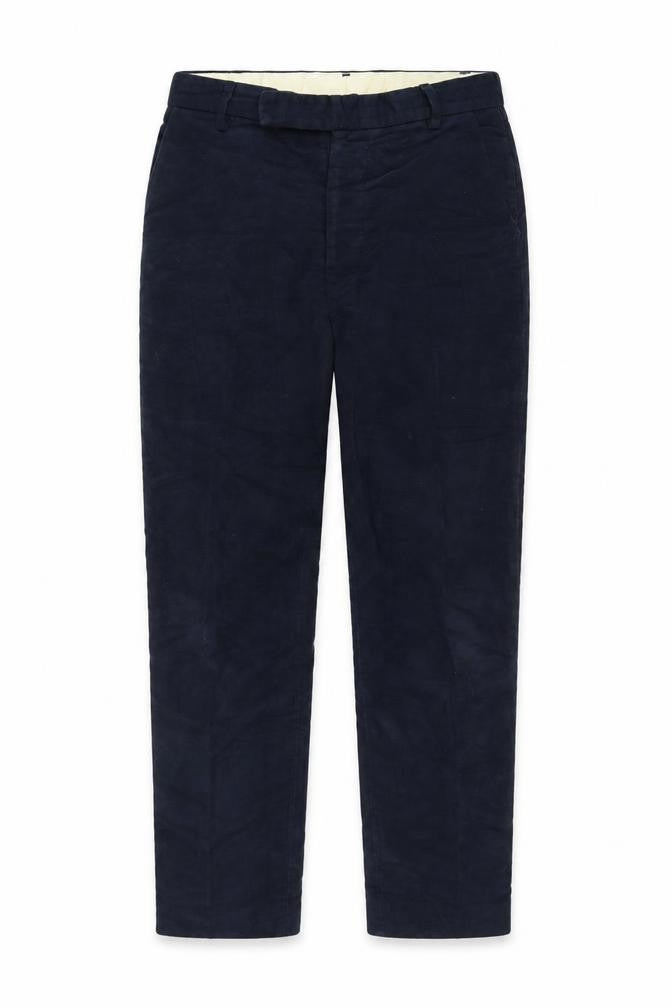 Front view of Preworn women’s blue trousers, size UK 32, in, 30-inch leg