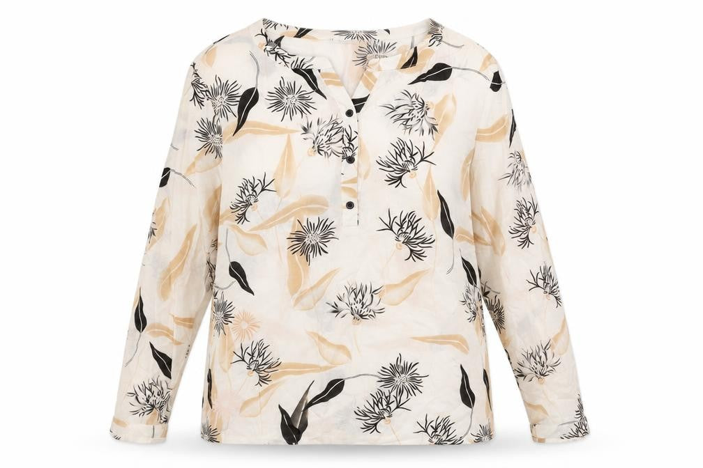 Front view of Fransa women’s white floral basic blouse, size M