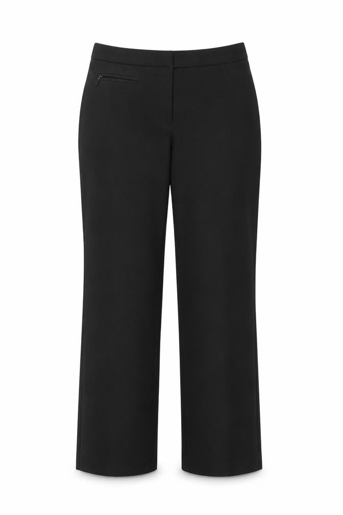 Front view of Marks & Spencer women’s black trousers, size UK 10, 25-inch leg