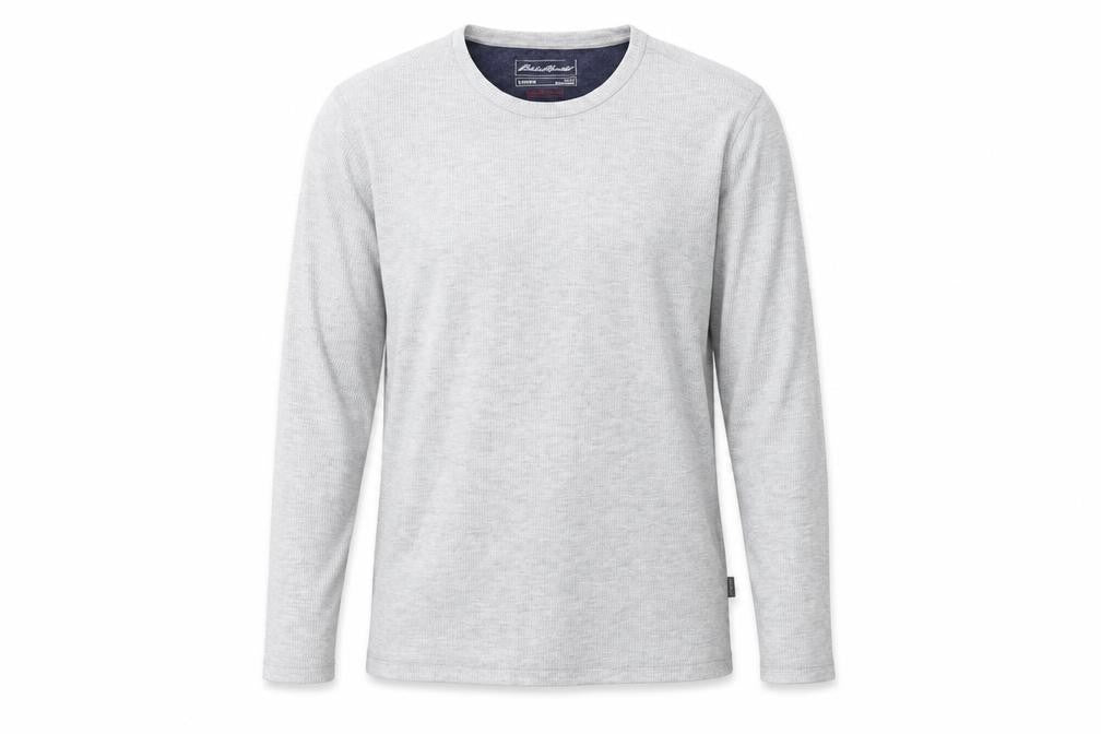 Front view of Eddie Bauer men’s grey jumper, size M