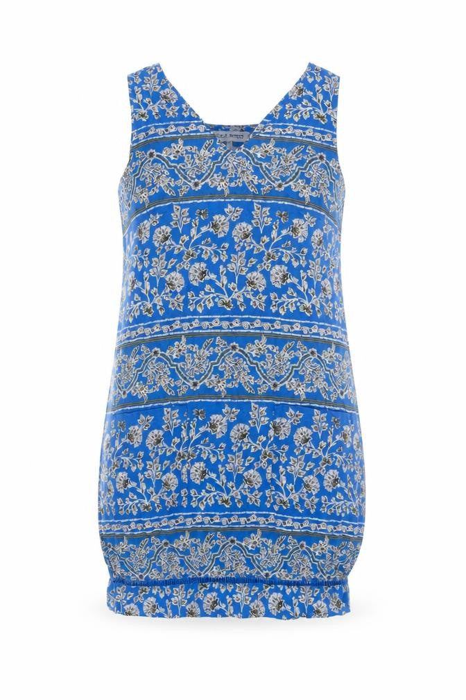 Front view of Next women’s blue floral basic t-shirt, size UK 8