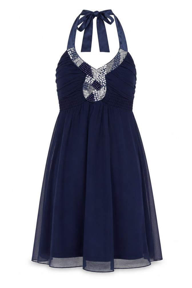 Front view of amy paris women’s blue a-line, size UK 8